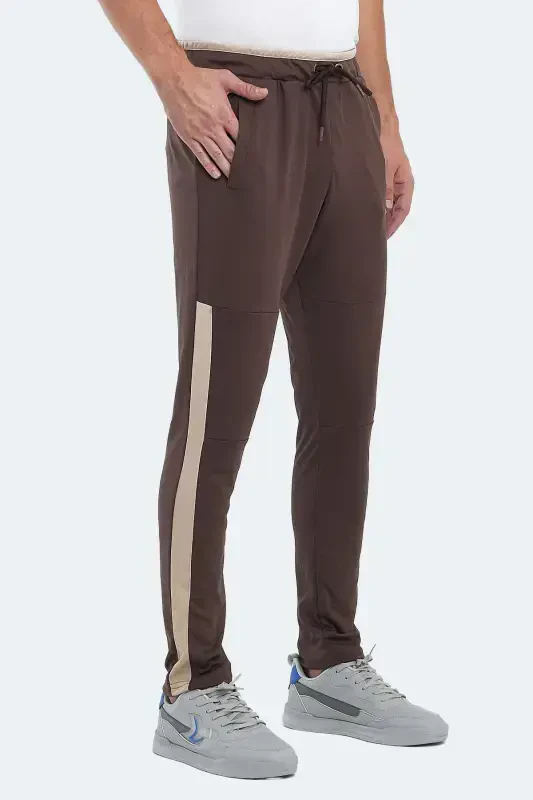 OXFORD I Men's Zipper Pocket Brown Sweatpants-Brown - 3