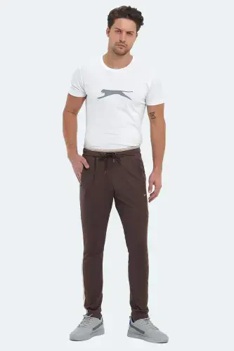 OXFORD I Men's Zipper Pocket Brown Sweatpants-Brown - 5