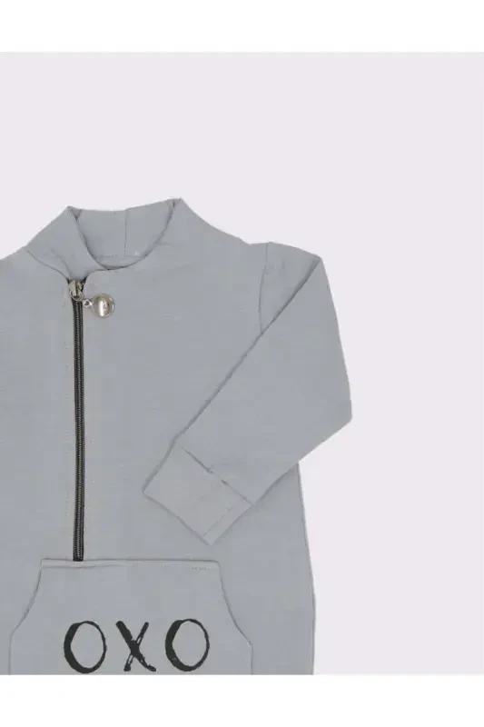 OXO bosma naqshli bolalar kombinezoni va shapkasi - KULRANGE - 2