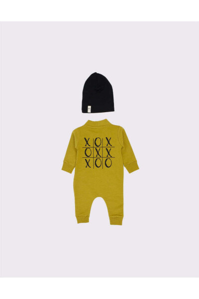'OXO' Printed Design Baby Jumpsuit and Beanie-HARDA - 5