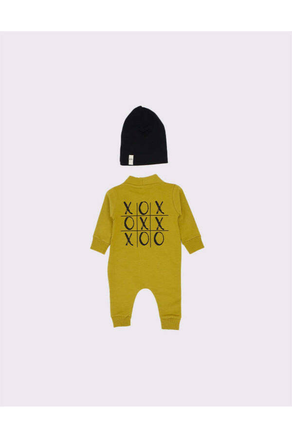 'OXO' Printed Design Baby Jumpsuit and Beanie-HARDA - 5