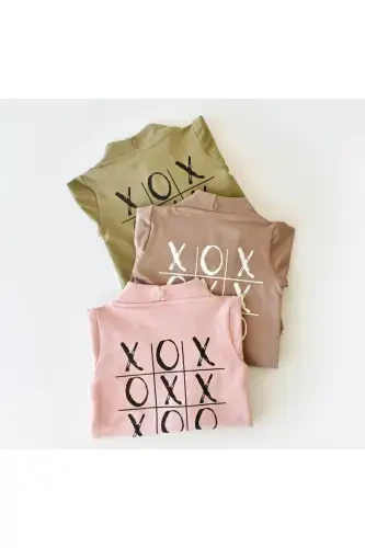 'oxo' Printed Design Baby Jumpsuit And Hat-KHAKI - 6