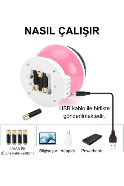 Oy va Yulduzli Osmon Aks ettiruvchi Aylanuvchi Proeksiya Tungi Chiroqi - Bolalar Xonasi Uchun Pushti - ALFAGİFT (1)
