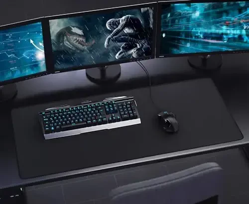 Oʻyin sichqonchasi uchun gilamcha, tikilgan qirralari boʻlgan katta stol sichqonchasi uchun gilamcha, (35.4X15.7In) chidamli sirpanmaydigan tabiiy kauchuk asos, Esports Pro'lar/Geymer/Stol/Ofis/Uy uchun suv o'tkazmaydigan kompyuter klaviaturasi uchun gilamcha, qora - 7