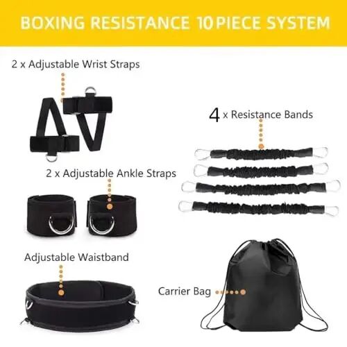 OYINDIZ Boxing Resistance Bands, Leg Strength and Agility Speed Trainer Exercise Full Body Physical Workout Power Punch Pro for MMA, Volleyball Basketball Football Training Equipment - 2
