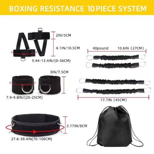 OYINDIZ Boxing Resistance Bands, Leg Strength and Agility Speed Trainer Exercise Full Body Physical Workout Power Punch Pro for MMA, Volleyball Basketball Football Training Equipment - 3