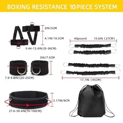OYINDIZ Boks Qarshilik Tasmalari, Oyoq Kuchi va Chaqqonlik Tezligi Qarshilik Tasmalari Treneri Mashq Qilish Kuchli Zarba Pro MMA, Karate Jang, Boks Basketbol Futbol Mashq Qilish Uskunasi - 3