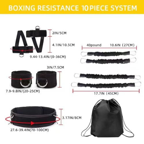 OYINDIZ Boxing Resistance Bands, Leg Strength and Agility Speed Resistance Bands Trainer Exercise Power Punch Pro for MMA, Karate Combat, Boxing Basketball Football Training Equipment - 4