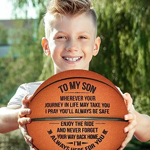 Engraved 29.5 Inch Basketball - Personalized Indoor/Outdoor Game Ball For Son & Grandson - You Will Never Lose Encouragement Gift for Christmas, Graduation, Birthday - 4