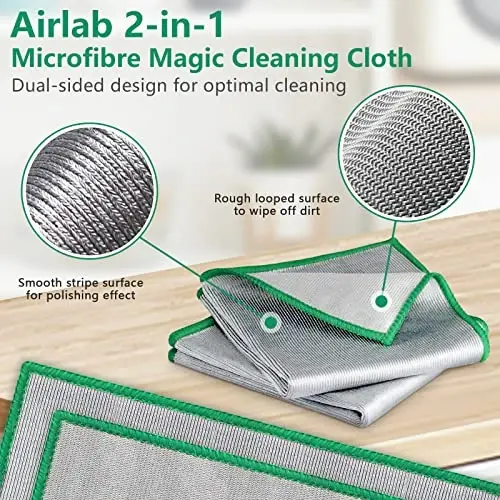 Oynani polishing matosi chiziqsiz mo'jizaviy tozalash matosi tuklarsiz mikrofiber tozalash latta oynalar oshxona idish oynalarini oson tozalash, 6 dona, 12
