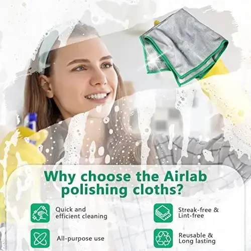 Oynani polishing matosi chiziqsiz mo'jizaviy tozalash matosi tuklarsiz mikrofiber tozalash latta oynalar oshxona idish oynalarini oson tozalash, 6 dona, 12