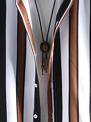 OYOANGLE Men's 2 Piece Outfits Tropical Print Striped Short Sleeve Button Down Hawaiian Shirt and Shorts Sets - 4