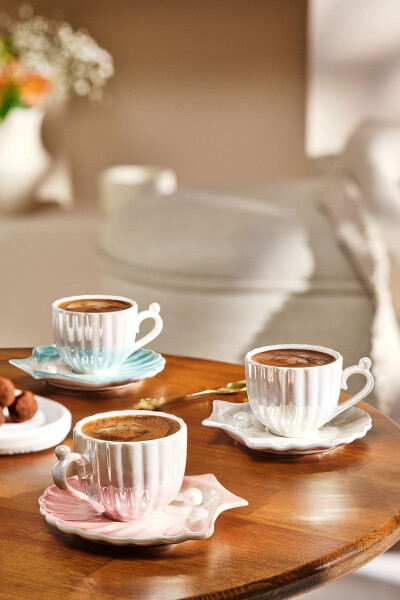 Oyster 2 Person Porcelain Coffee Cup Set Pink 90 Ml - 2