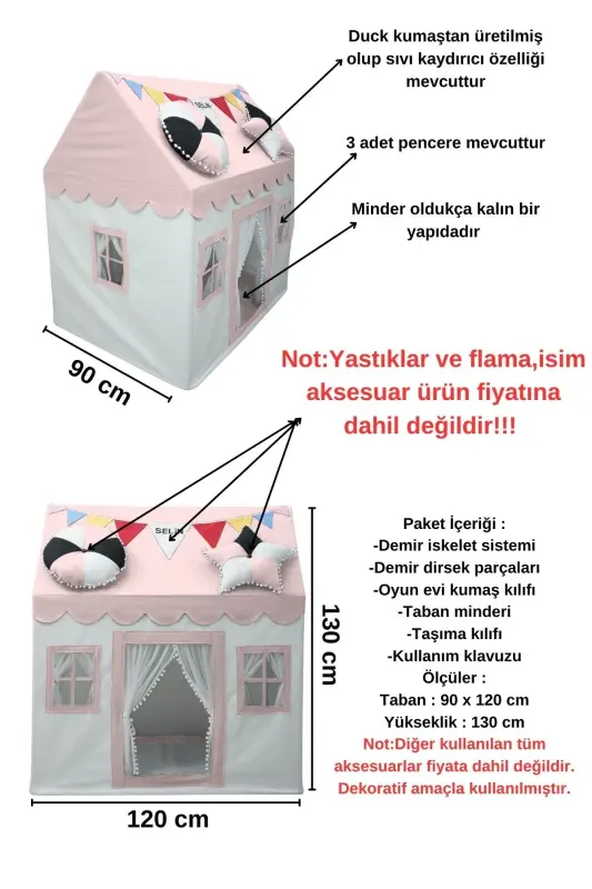 Oyun Evi İlk Heyecan Oyun Çadırı - Pudra - 3