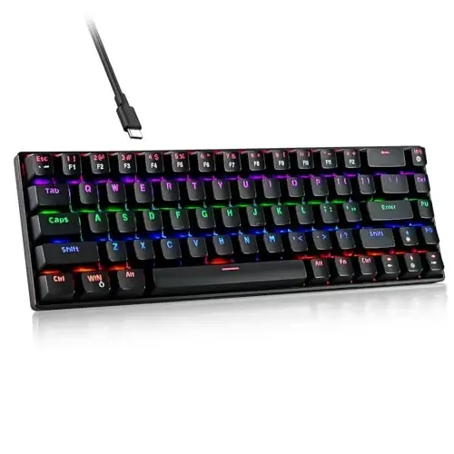 RaceGT Wired Mechanical Gaming Keyboard - 67 Keys Ultra-Compact Mini Keyboard, Wired USB Keyboards, Multi Color RGB Illuminated LED Backlit for PC Gamer Computer Desktop (Black)… - 1