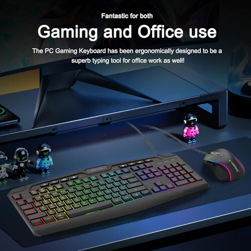 Oyun Klavye ve Fare Seti, CQ109 RGB LED Arka Aydınlatmalı Anti-ghosting Kablolu Membran Klavye 104 Tuş + Ekstra 8 Kısayol Tuşu, 1000-3200 DPI RGB Fare PC/Xbox/PS4 için (Siyah) - 6