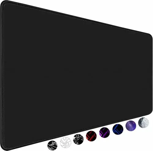 Gaming Mouse Pad, Large Mouse Pads Waterproof Extra Large Big Mouse Pad with Stitched Edge, XXXL Non-Slip Black Computer Mousepad Desk Mat for Gamer, Office & Home, Black - 1