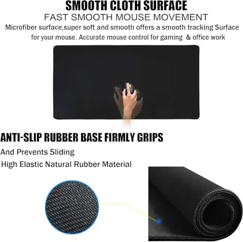 Gaming Mouse Pad, Large Mouse Pads Waterproof Extra Large Big Mouse Pad with Stitched Edge, XXXL Non-Slip Black Computer Mousepad Desk Mat for Gamer, Office & Home, Black - 3