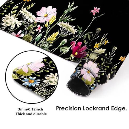Gaming Mouse Mat Forest Background Pattern XXL XL Large Mouse Mat Long Extended Mouse Pad Desk Mat Non-Slip Rubber Mice Pads Stitched Edges Thin Pad (Floral) - 4