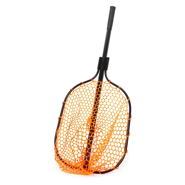 Ozark Trail Rubber Mesh Fish Landing Net. High Visibility Orange Mesh and a Retractable Aluminum Handle. - 1