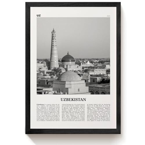 Özbekistan Baskı Siyah Beyaz, Özbekistan Duvar Sanatı, Özbekistan Poster, Özbekistan Fotoğraf Tuval Sanatı Poster ve Duvar Sanatı Resim Baskı Modern Aile Yatak Odası Dekor Posterler 16x24 inç(40x60 cm) - 2