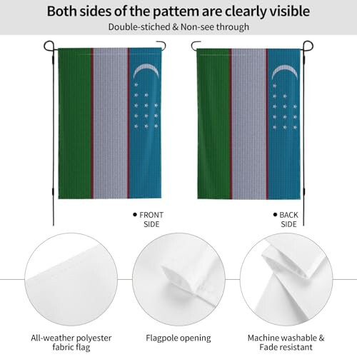 Özbekistan Bayrağı Örgü Etkili Bahçe Bayrakları Dış Mekan 12.5