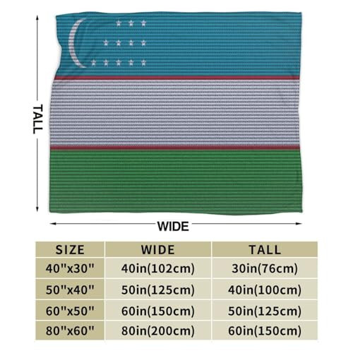 Özbekistan Bayrağı Örgü Etkisi Kanepe Yatak Koltuk Battaniyesi Süper Yumuşak Sıcak Rahat 40”x30” Flanel Battaniye - 6