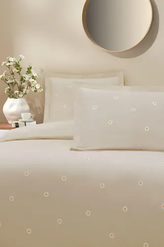 Özdilek Çift Kişilik Ranforce Nevresim Takımı Daisy Pure Bej - NEVRESIMDUNYASI (1)