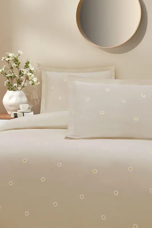 Özdilek Çift Kişilik Ranforce Nevresim Takımı Daisy Pure Bej - 2