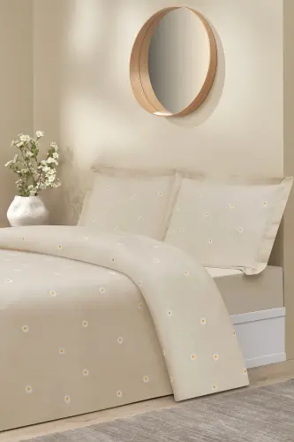 Özdilek Çift Kişilik Ranforce Nevresim Takımı Daisy Pure Bej - 3