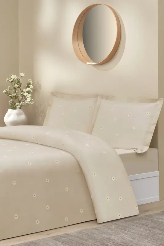 Özdilek Çift Kişilik Ranforce Nevresim Takımı Daisy Pure Bej - 3