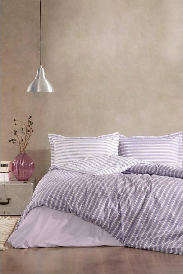 Ozdilek Double Bed Ranforce Bedding Set Trioline Purple - 3