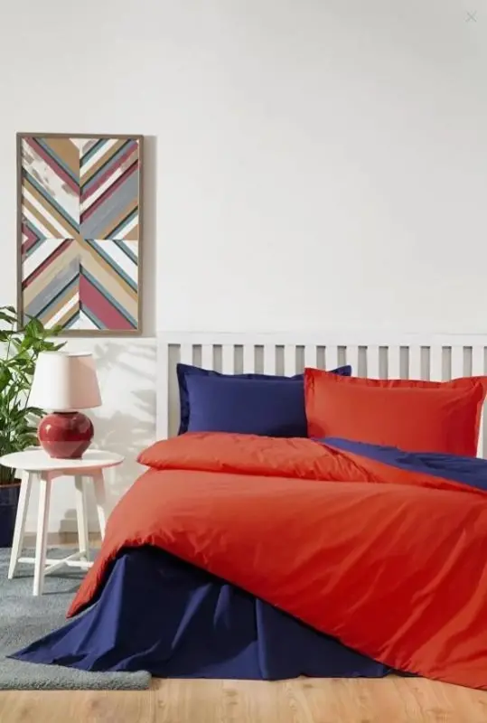 Özdilek Double Bed Ranforce Duvet Cover Set Colormix Red Navy - 1