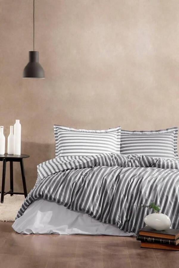 Ozdilek Double Bed Ranforce Duvet Set Trioline Anthracite - 3