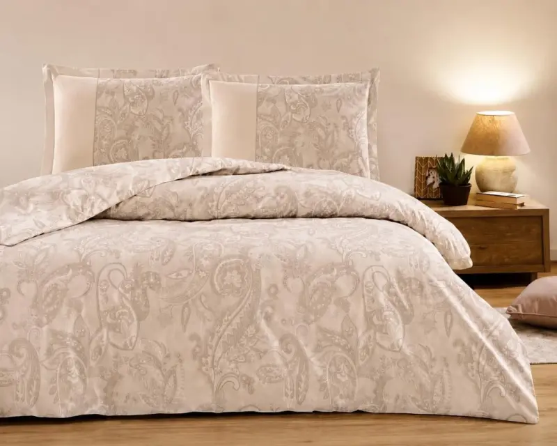 Özdilek Double Fitted Sheet Duvet Cover Set Nostalgic Beige - 1