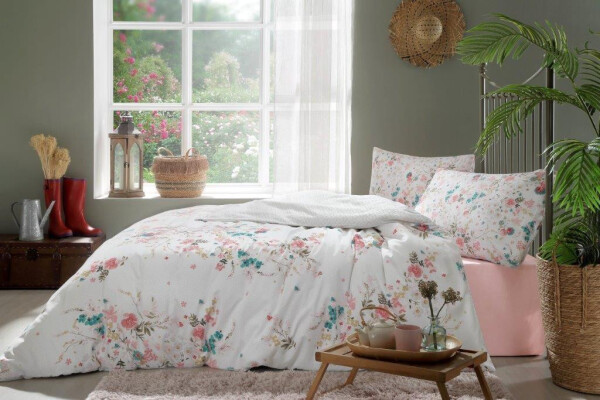 Özdilek Double Ranforce Bed Linen Set Cerezo Flor Powder - 3