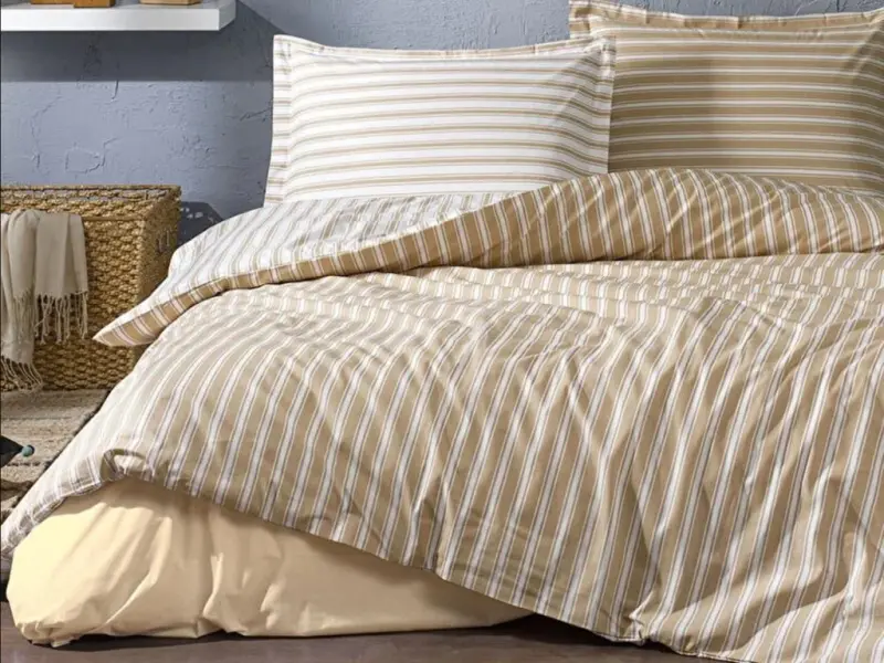 Ozdilek Double Ranforce Bed Linen Set Trioline Coffee - NEVRESIMDUNYASI