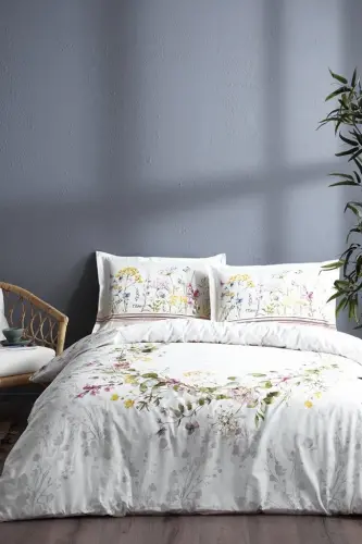 Ozdilek Double Ranforce Bedding Set Jardin De Flor White - 1