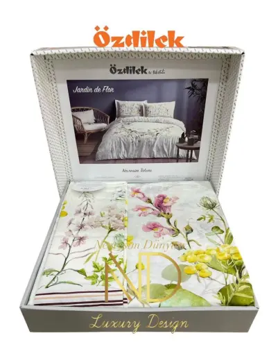 Ozdilek Double Ranforce Bedding Set Jardin De Flor White - NEVRESIMDUNYASI (1)