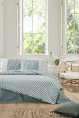 Ozdilek Double Ranforce Duvet Cover Set Natural Line Blue - 1