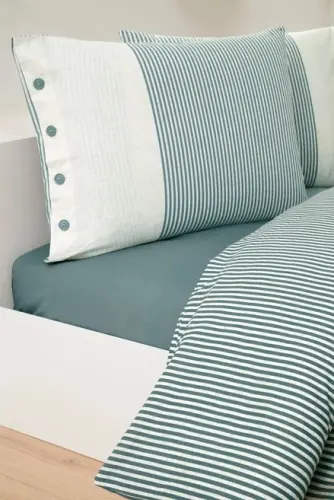 Ozdilek Double Ranforce Duvet Cover Set Natural Line Blue - 3