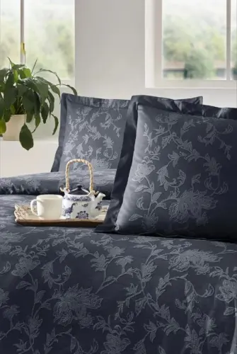 Özdilek Double Size Ranforce Bed Linen Set Borocco Navy Blue - NEVRESIMDUNYASI (1)