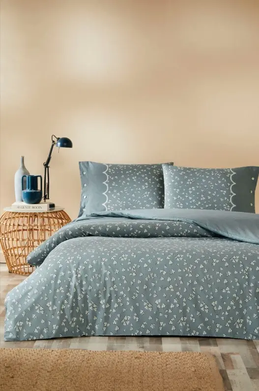 Özdilek Double Size Ranforce Bed Linen Set Cilantro Blue - 1