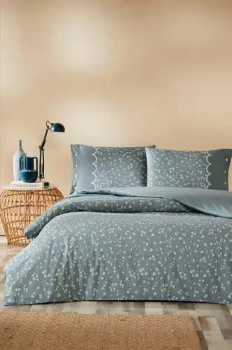 Özdilek Double Size Ranforce Bed Linen Set Cilantro Blue - 1