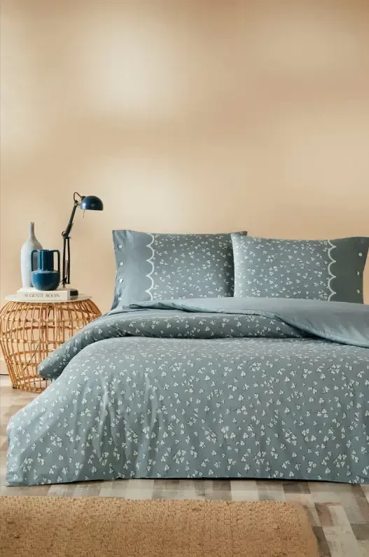 Özdilek Double Size Ranforce Bed Linen Set Cilantro Blue - NEVRESIMDUNYASI
