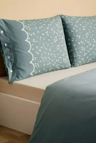 Özdilek Double Size Ranforce Bed Linen Set Cilantro Blue - 3