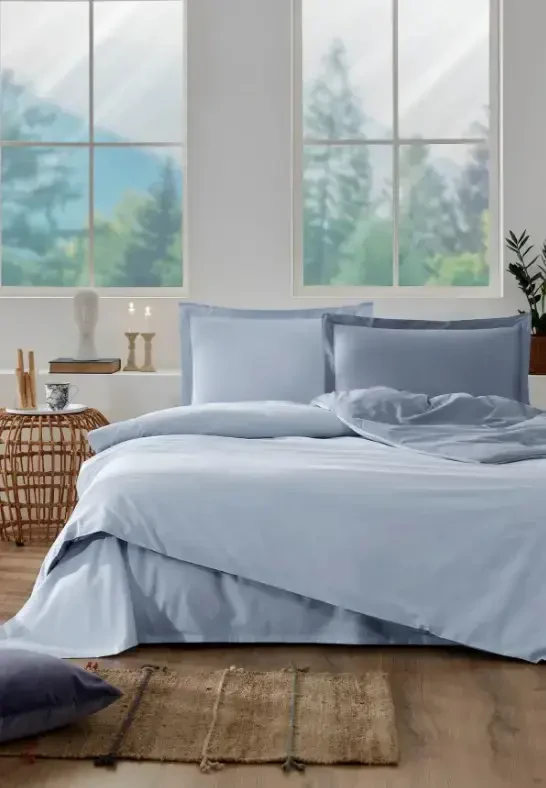 Özdilek Double Size Ranforce Bed Linen Set Colourist Ice Blue Marina - NEVRESIMDUNYASI