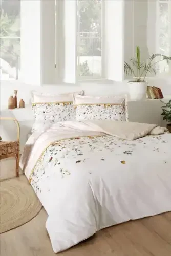 Özdilek Double Size Ranforce Bed Linen Set Marigold Cream - 1