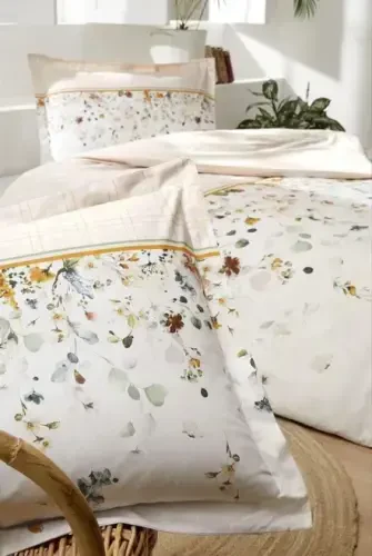 Özdilek Double Size Ranforce Bed Linen Set Marigold Cream - NEVRESIMDUNYASI (1)
