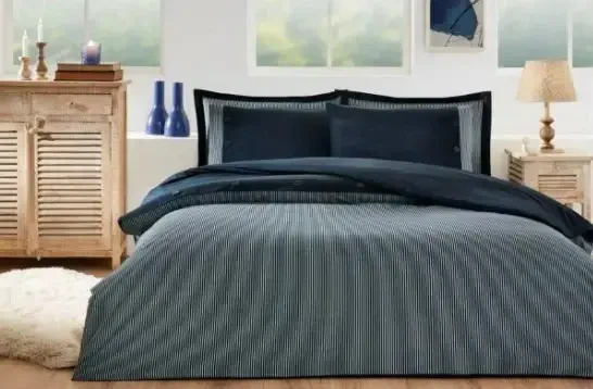 Özdilek Double Size Ranforce Bed Linen Set Natural Navy Blue - NEVRESIMDUNYASI